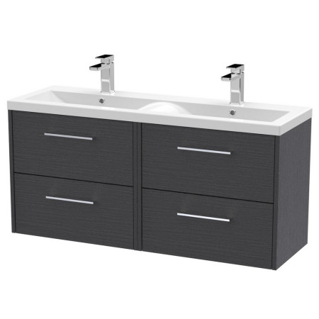 JNU2224F Hudson Reed Juno 1200mm Four Drawer Twin Cabinet and Basin Graphite Grey