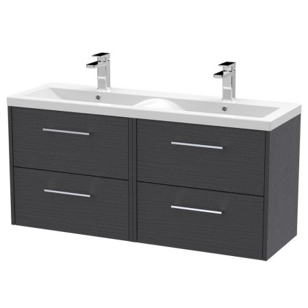 Hudson Reed Juno 1200mm Four Drawer Twin Cabinet and Basin Graphite Grey