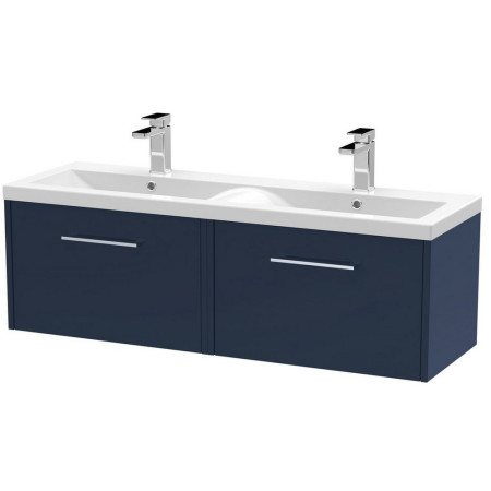 JNU1722F Hudson Reed Juno 1200mm Two Drawer Twin Cabinet and Basin Electric Blue