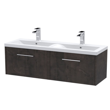 Hudson Reed Juno 1200mm Two Drawer Twin Cabinet and Basin Metallic Slate