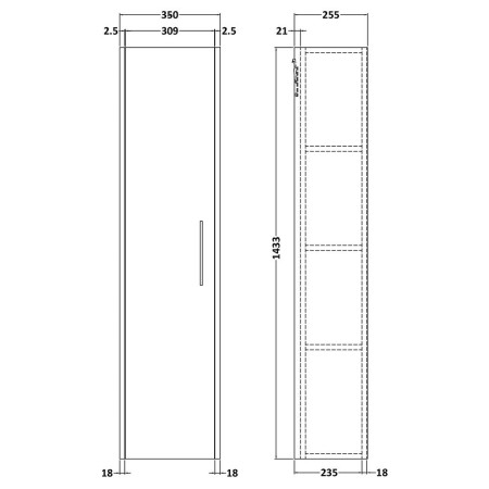 NPF2961 Hudson Reed Juno 350mm Midnight Blue Tall Unit (2)