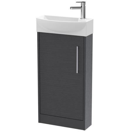 JNU2221L Hudson Reed Juno Compact Floor Standing 440mm Graphite Grey Cabinet and Basin