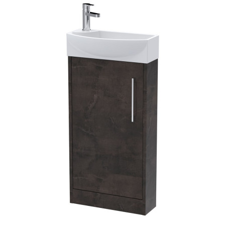 JNU2621 Hudson Reed Juno Compact Floor Standing 440mm Metallic Slate Cabinet and Basin Right Hand Design
