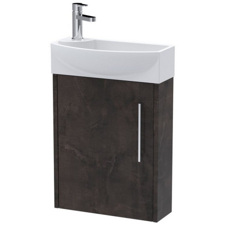 JNU2661 Hudson Reed Juno Compact Wall Hung 440mm Metallic Slate Cabinet and Basin Right Hand Design