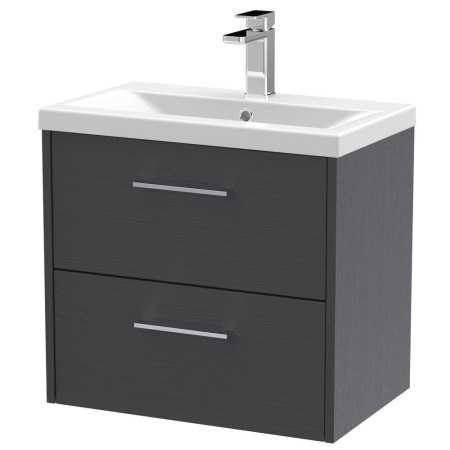 JNU2224A Hudson Reed Juno Double Drawer 600mm Cabinet and Basin Graphite Grey