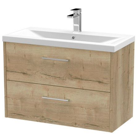 JNU1826A Hudson Reed Juno Double Drawer 800mm Cabinet and Basin Autumn Oak