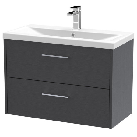 JNU2226A Hudson Reed Juno Double Drawer 800mm Cabinet and Basin Graphite Grey