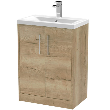Hudson Reed Juno Floor Standing 600mm Cabinet and Basin Autumn Oak
