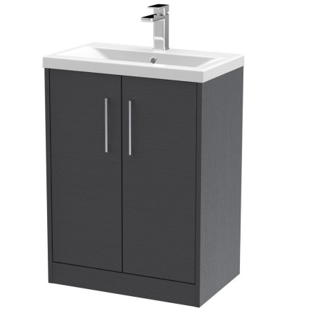 Hudson Reed Juno Floor Standing 600mm Cabinet and Basin Graphite Grey