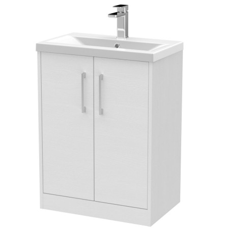 JNU2103A Hudson Reed Juno Floor Standing 600mm Cabinet and Basin White Ash