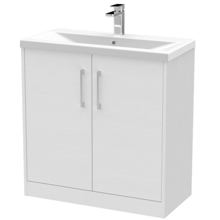 JNU2105A Hudson Reed Juno Floor Standing 800mm Cabinet and Basin White Ash