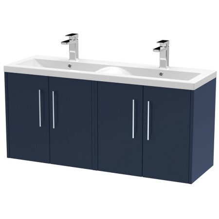 Hudson Reed Juno Midnight Blue Wall Hung 1200mm Twin Vanity Unit