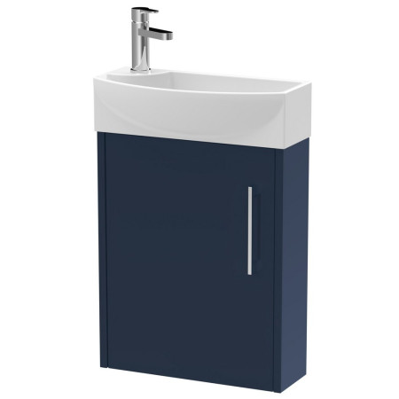 JNU2961 Hudson Reed Juno Midnight Blue Wall Hung 400mm Compact Vanity Unit Right Hand Design