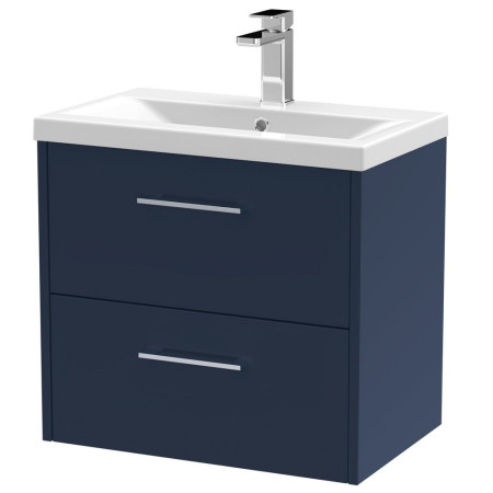 Hudson Reed Juno Midnight Blue Wall Hung 600mm Two Drawer Vanity Unit