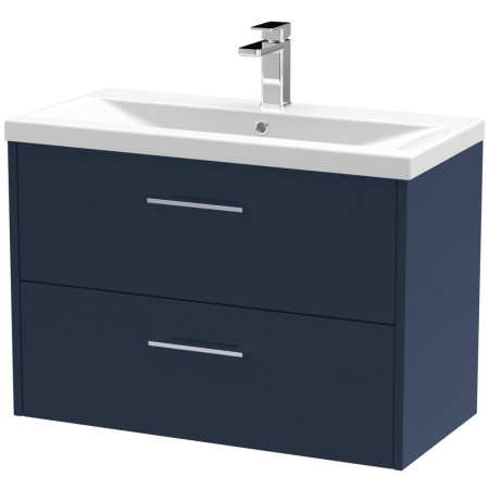 Hudson Reed Juno Midnight Blue Wall Hung 800mm Two Drawer Vanity Unit