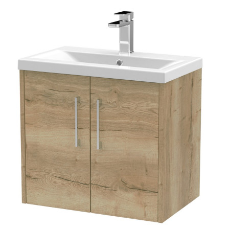 Hudson Reed Juno Wall Hung 600mm Cabinet and Basin Autumn Oak