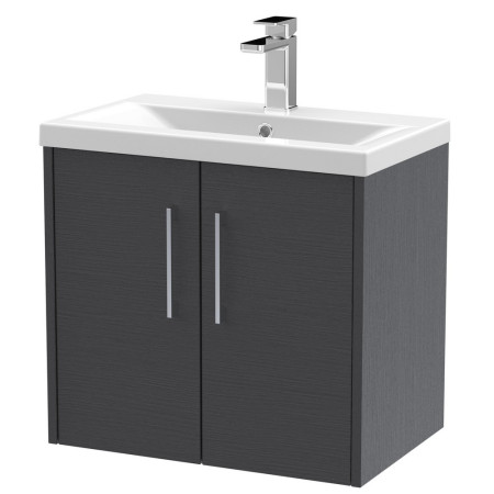 Hudson Reed Juno Wall Hung 600mm Cabinet and Basin Graphite Grey