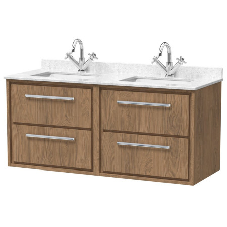 Hudson Reed Lille Antique Oak 1200mm Wall Hung Four Drawer Vanity Unit