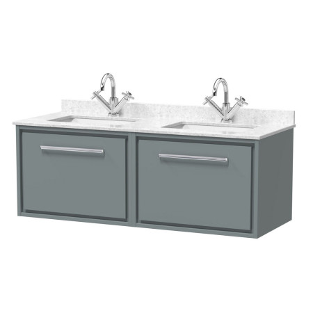 Hudson Reed Lille Coastal Grey 1200mm Wall Hung Double Drawer Vanity Unit