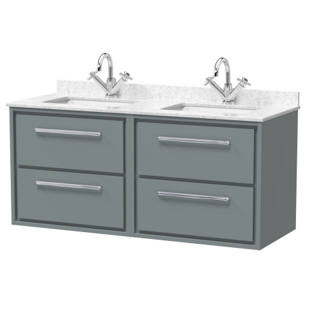 Hudson Reed Lille Coastal Grey 1200mm Wall Hung Four Drawer Vanity Unit