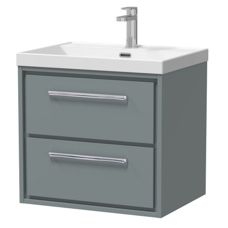 Hudson Reed Lille Coastal Grey 600mm Wall Hung Double Drawer Vanity Unit