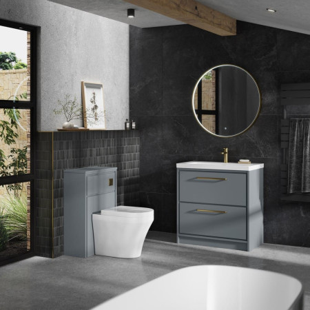 LIL2335 Hudson Reed Lille Coastal Grey 800mm Floorstanding Vanity Unit Bathroom Setting