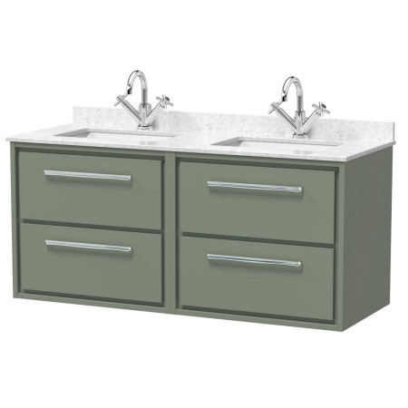 Hudson Reed Lille Fern Green 1200mm Wall Hung Four Drawer Vanity Unit