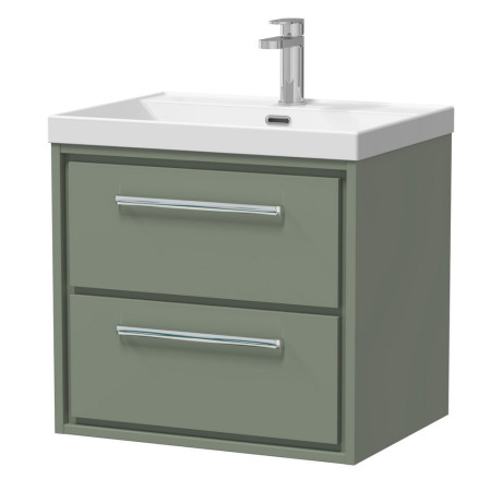Hudson Reed Lille Fern Green 600mm Wall Hung Double Drawer Vanity Unit