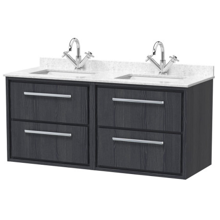Hudson Reed Lille Graphite Grey 1200mm Wall Hung Four Drawer Vanity Unit