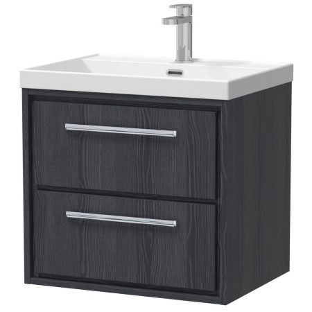 Hudson Reed Lille Graphite Grey 600mm Wall Hung Double Drawer Vanity Unit