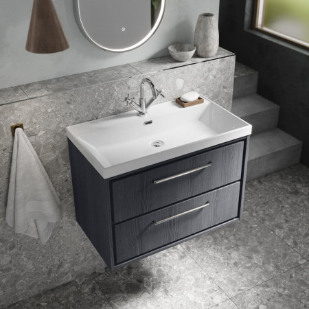 LIL2226E Hudson Reed Lille Graphite Grey 800mm Wall Hung Double Drawer Vanity Unit Lifestyle