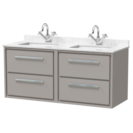 Hudson Reed Lille Pebble Grey 1200mm Wall Hung Four Drawer Vanity Unit