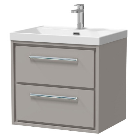 Hudson Reed Lille Pebble Grey 600mm Wall Hung Double Drawer Vanity Unit