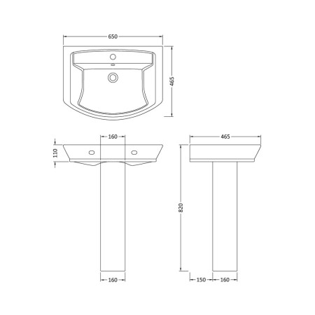 CCL003 Hudson Reed Maya 650mm Basin & Full Pedestal (3)