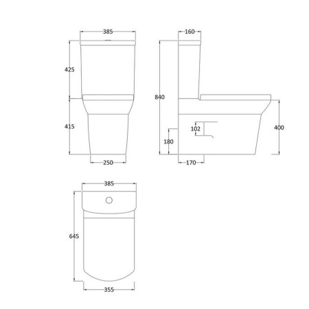 CCL008 Hudson Reed Maya Flush to Wall Pan with Cistern & Soft Close Seat Line Drawing