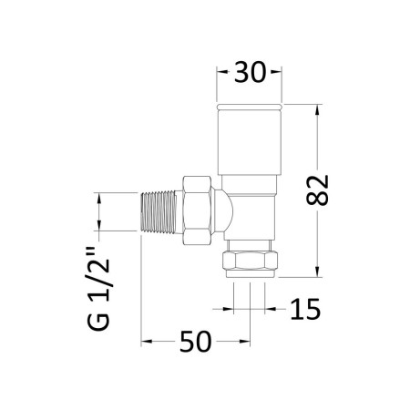 RV002 Hudson Reed Modern Radiator Valves Angled Line Drawing