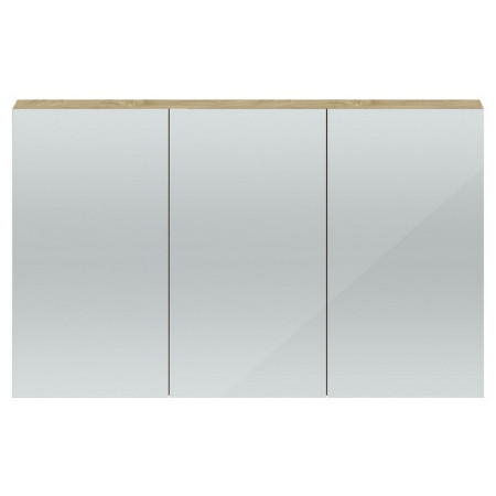 QUA012 Hudson Reed Modular Quartet 1350mm Mirror Cabinet in White Gloss Natural Oak
