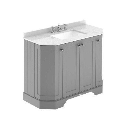 Hudson Reed Old London 1000mm Grey Angled Basin Unit with 3TH White Marble Top