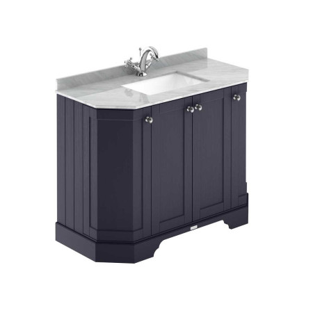 Hudson Reed Old London 1000mm Twilight Blue Angled Unit with 1TH Grey Marble Top
