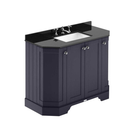 Hudson Reed Old London 1000mm Twilight Blue Angled Unit with 3TH Black Marble Top