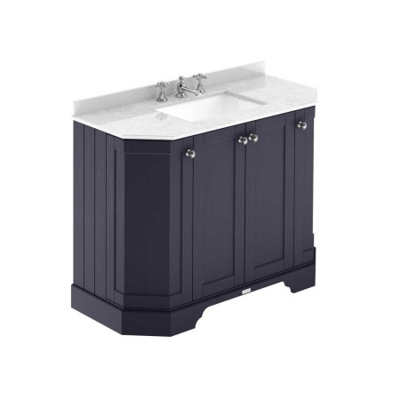 Hudson Reed Old London 1000mm Twilight Blue Angled Unit with 3TH White Marble Top