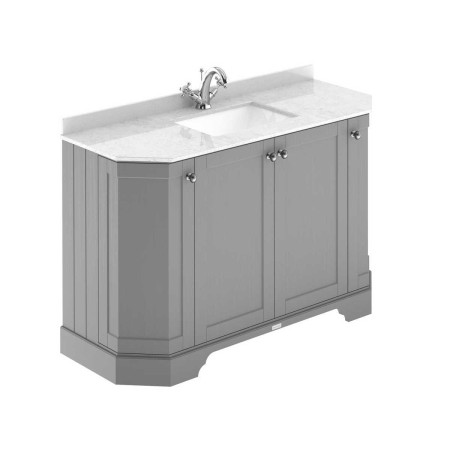 Hudson Reed Old London 1200mm Grey Angled Basin Unit with 1TH White Marble Top