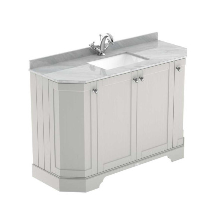 Hudson Reed Old London 1200mm Timeless Sand Angled Basin Unit with 1TH with Grey Marble Worktop