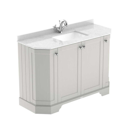 Hudson Reed Old London 1200mm Timeless Sand Angled Basin Unit with 1TH with White Marble Worktop