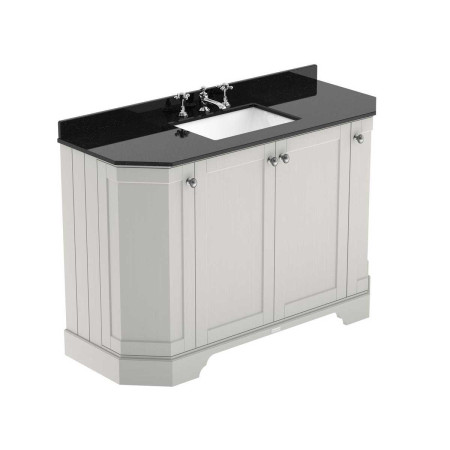 Hudson Reed Old London 1200mm Timeless Sand Angled Basin Unit with 3TH with Black Marble Worktop