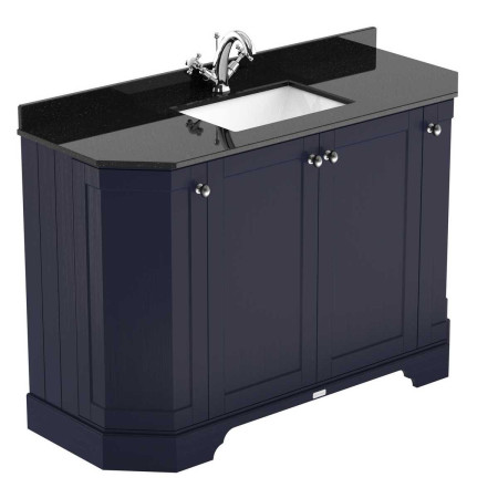 Hudson Reed Old London 1200mm Twilight Blue Angled Unit with 1TH Black Marble Top
