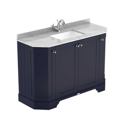 Hudson Reed Old London 1200mm Twilight Blue Angled Unit with 1TH Grey Marble Top