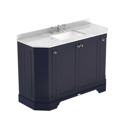 Hudson Reed Old London 1200mm Twilight Blue Angled Unit with 3TH White Marble Top