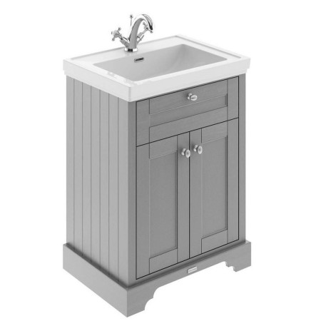 Hudson Reed Old London 1TH 600mm Storm Grey Vanity Unit and Fireclay Basin