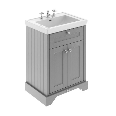 Hudson Reed Old London 3TH 600mm Storm Grey Vanity Unit and Fireclay Basin